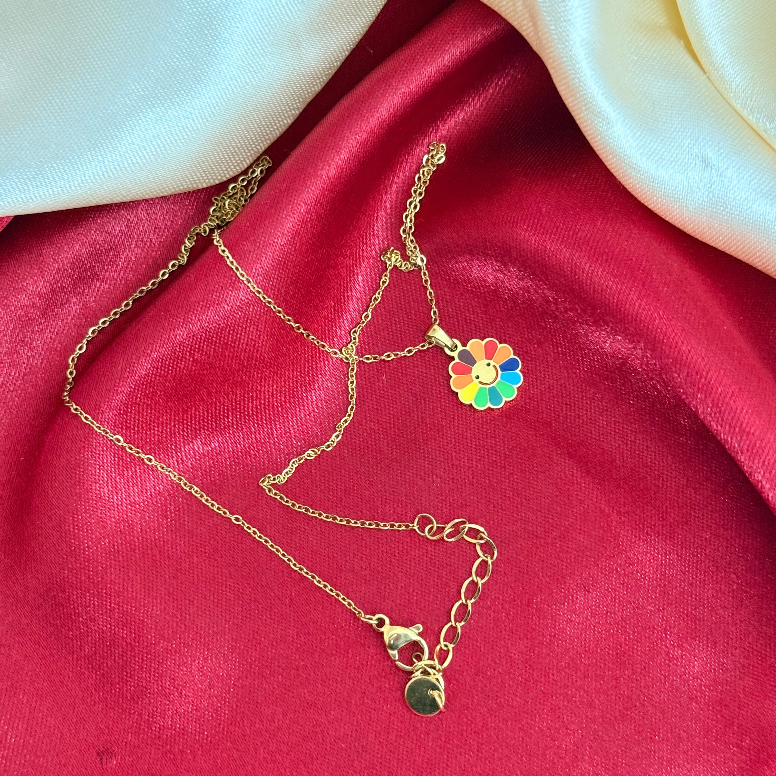 Rainbow Bloom Smile Necklace