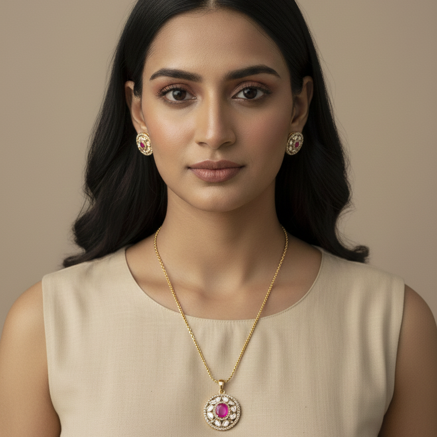Ruby Noor Kundan Pendant Set