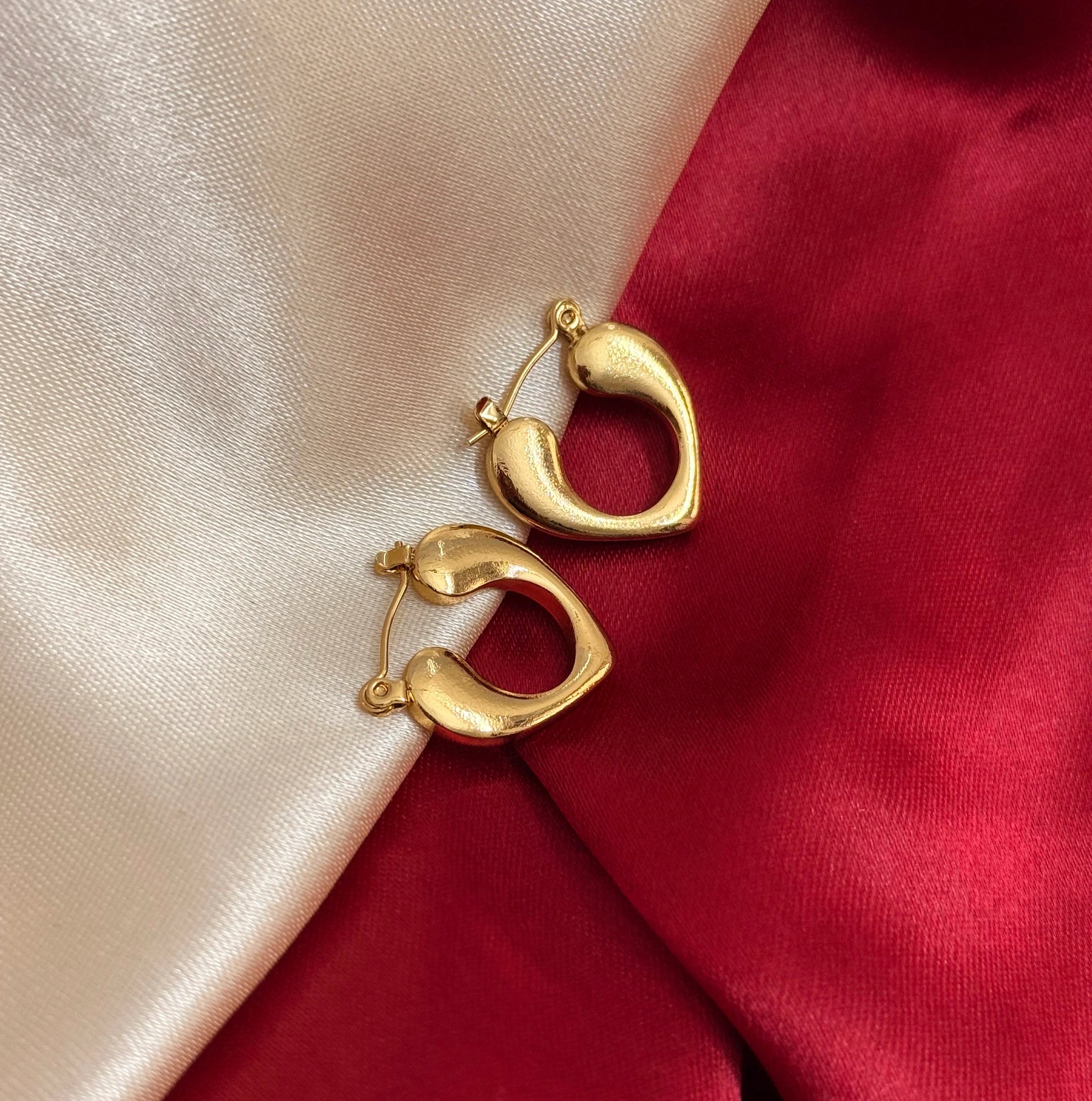 Amora Gold Heart Hoops