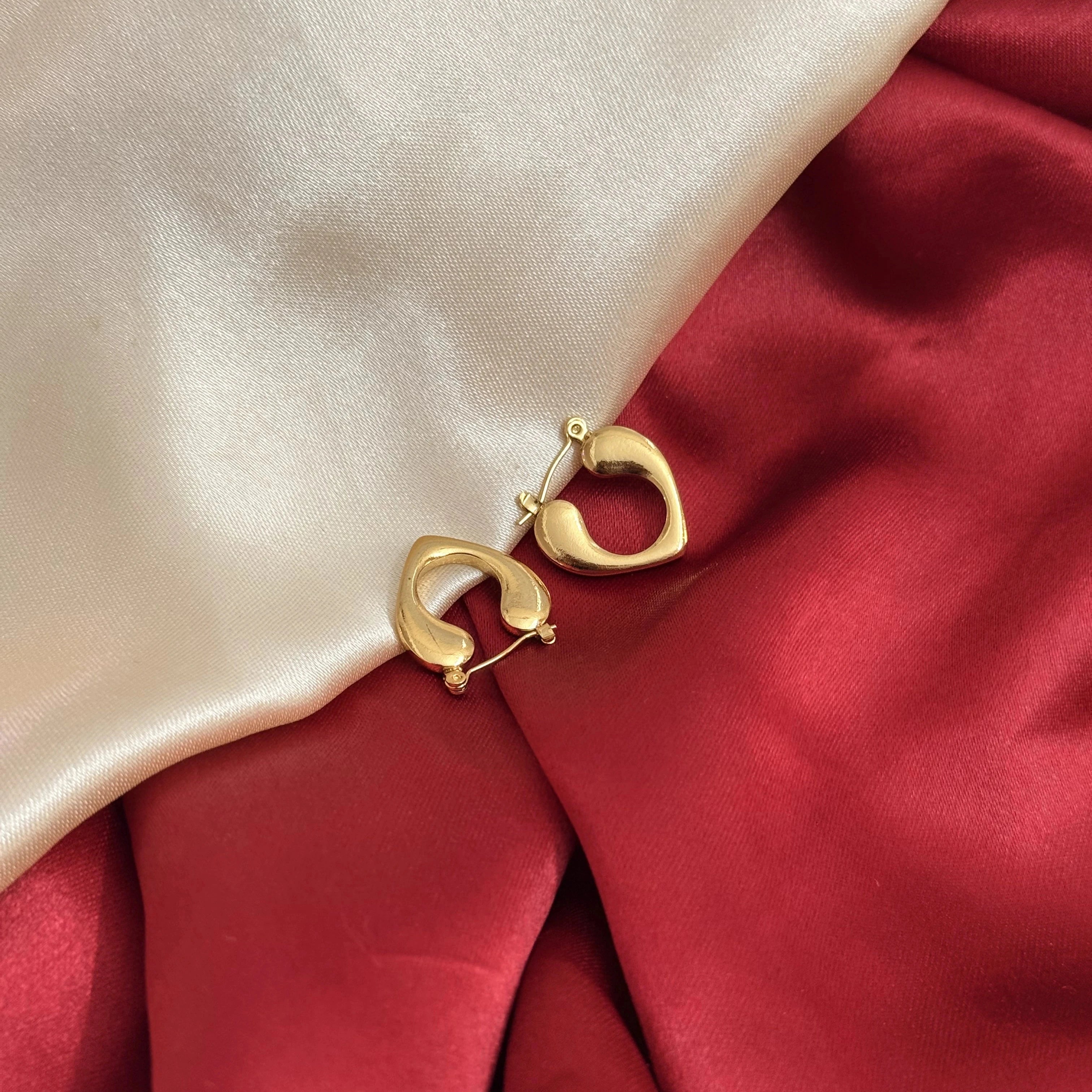 Amora Gold Heart Hoops