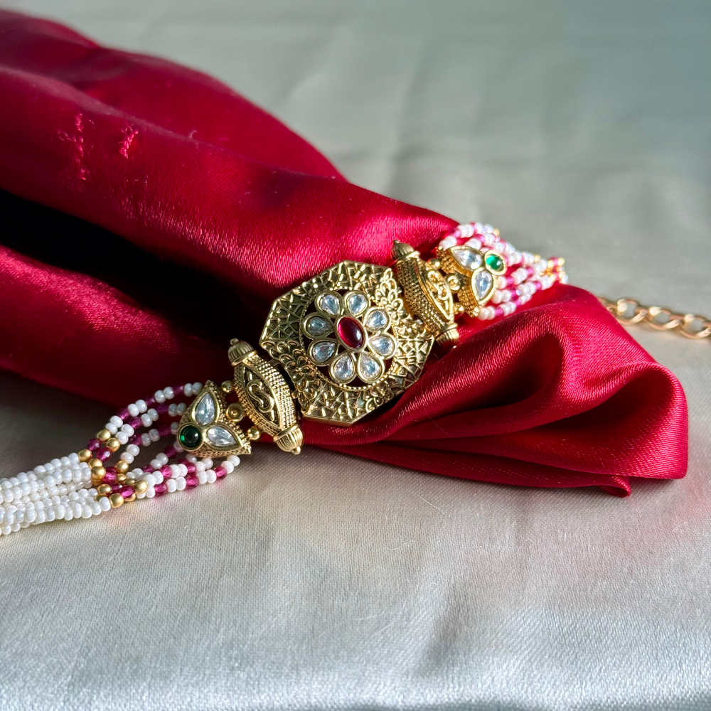 Festive Golden Pearl Bracelet