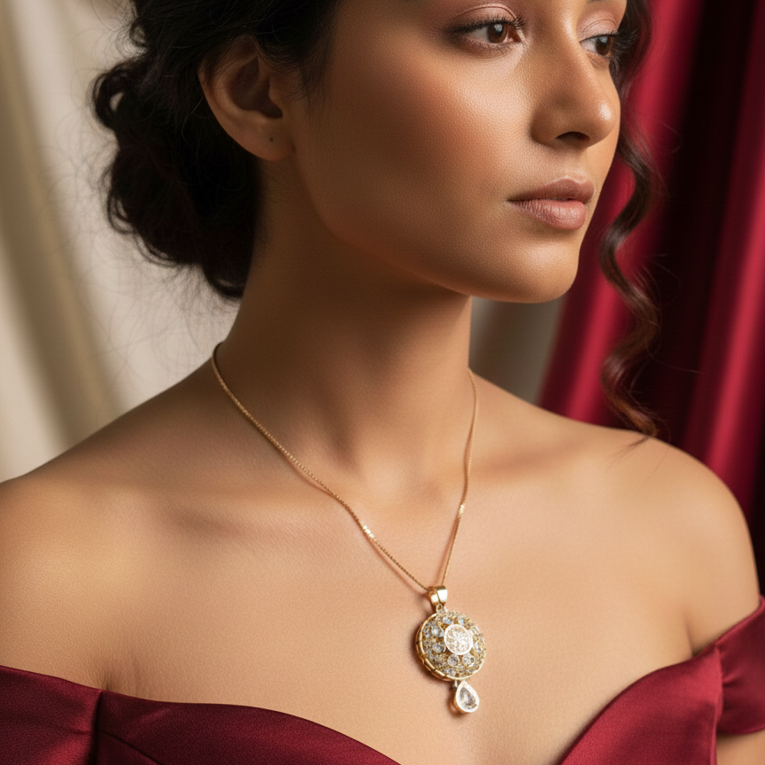 Noor Polki Medallion Pendant Set