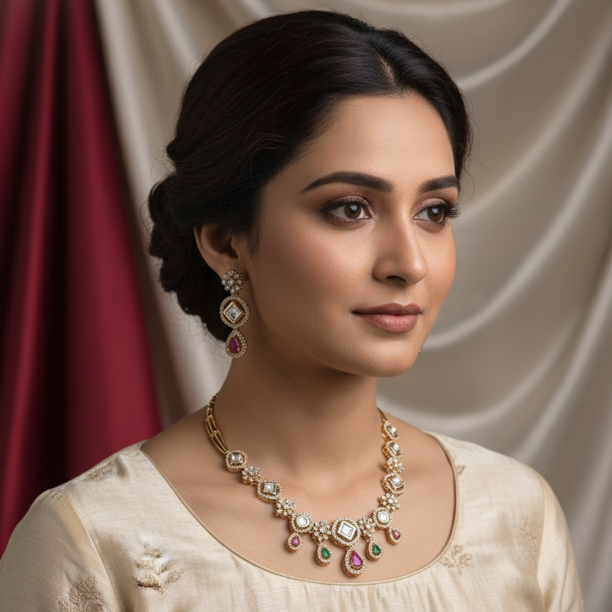 Aarohi Multicolour Kundan Jewellery Set