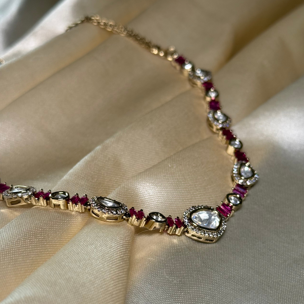 Polki Cascade Necklace Set
