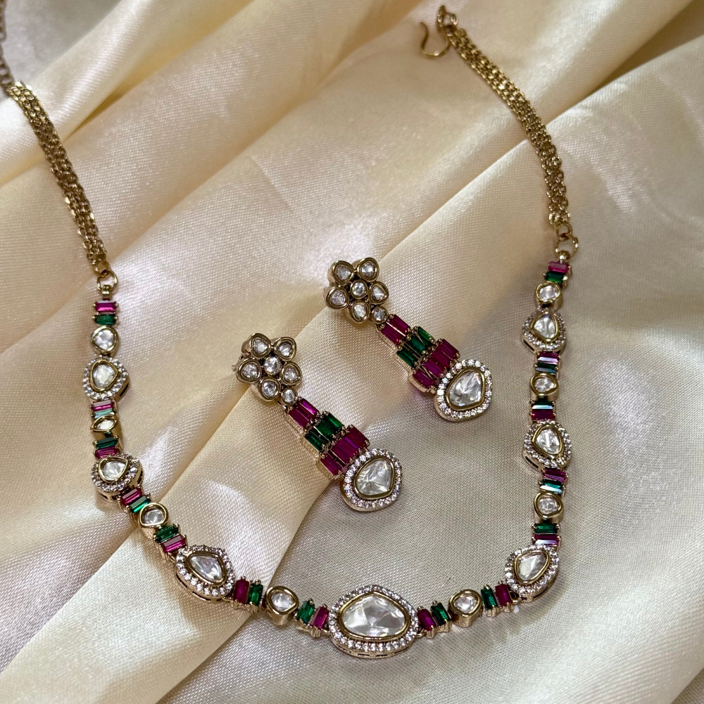 Polki Cascade Necklace Set