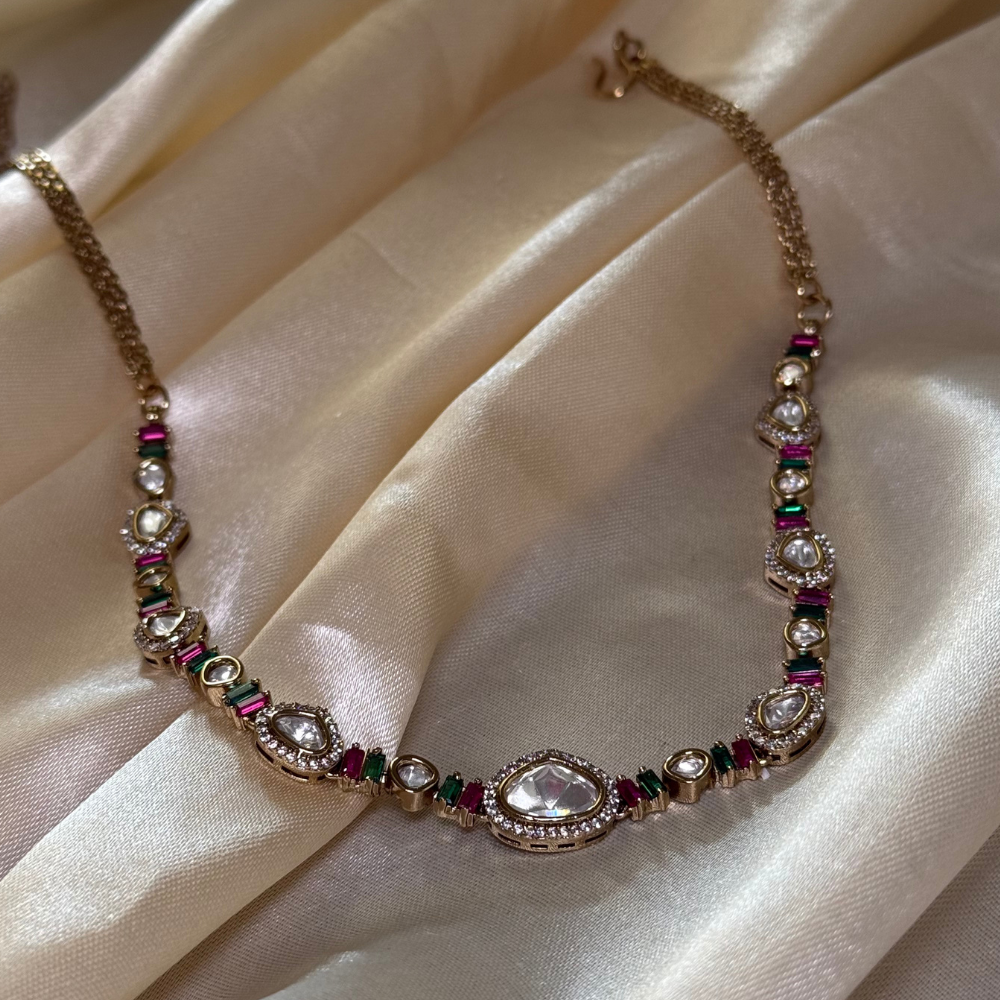 Polki Cascade Necklace Set