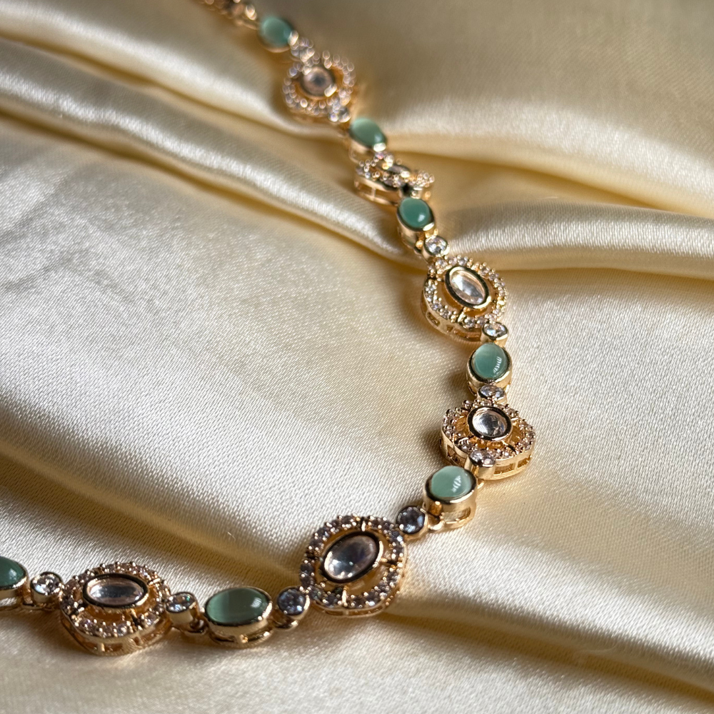 Polki & Gemstone Link Set