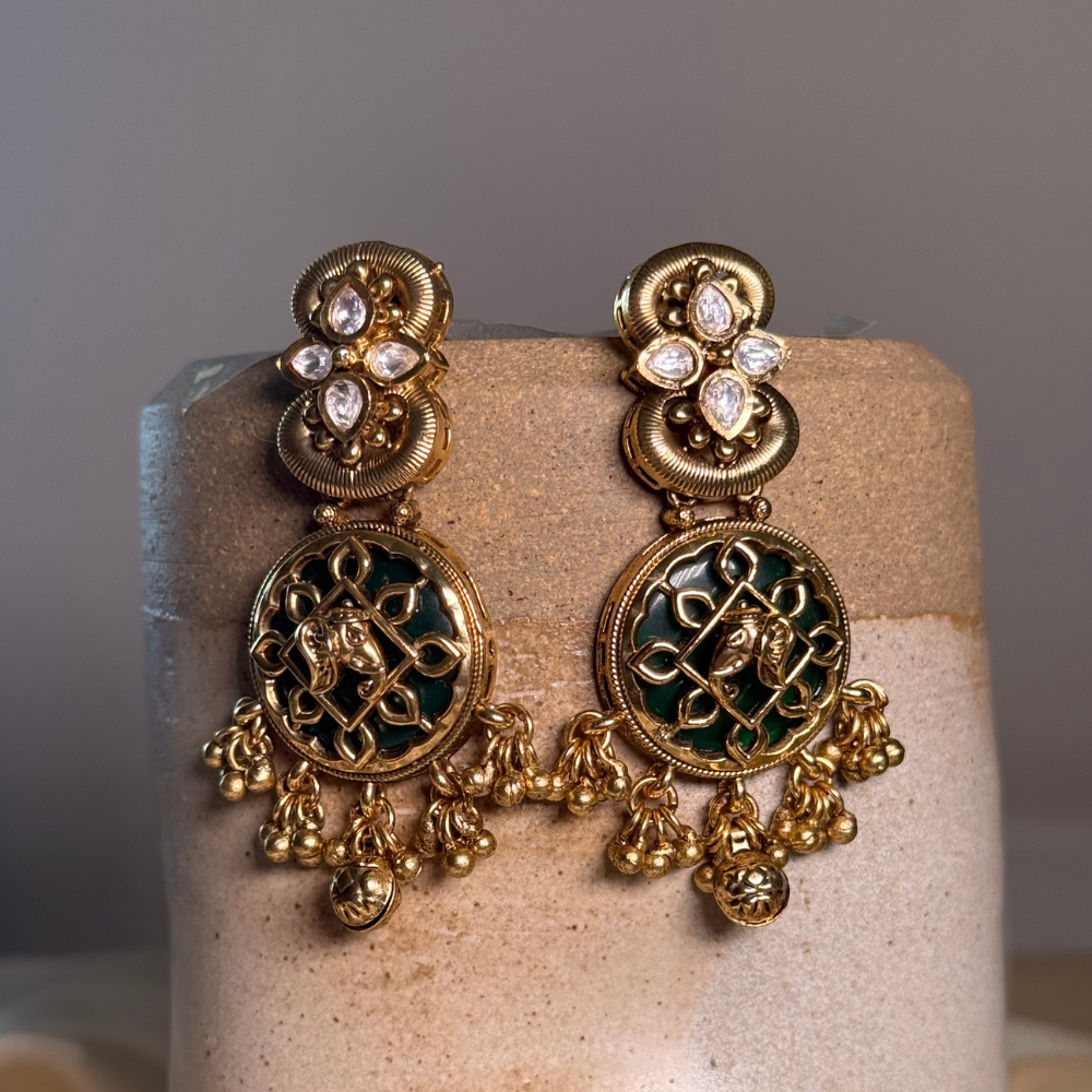 Rajwadi Enamel Dangler Earrings