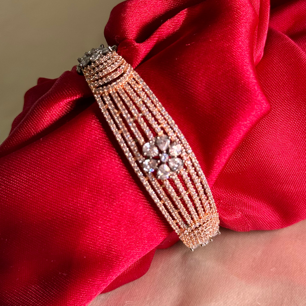Rose Gold Floral Diamond Bangle