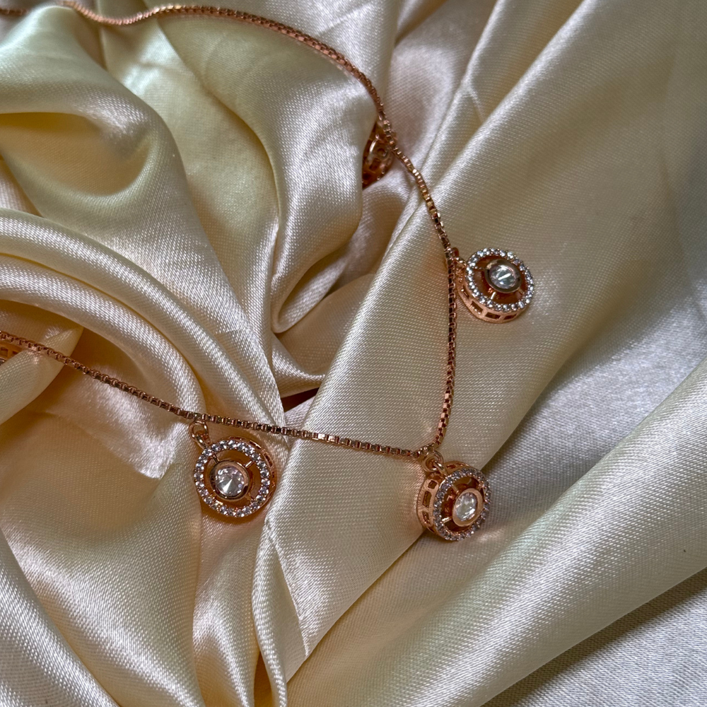 Rose Gold Halo Charm Necklace