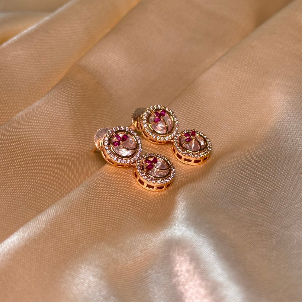 Ruby Halo Polki Necklace Set