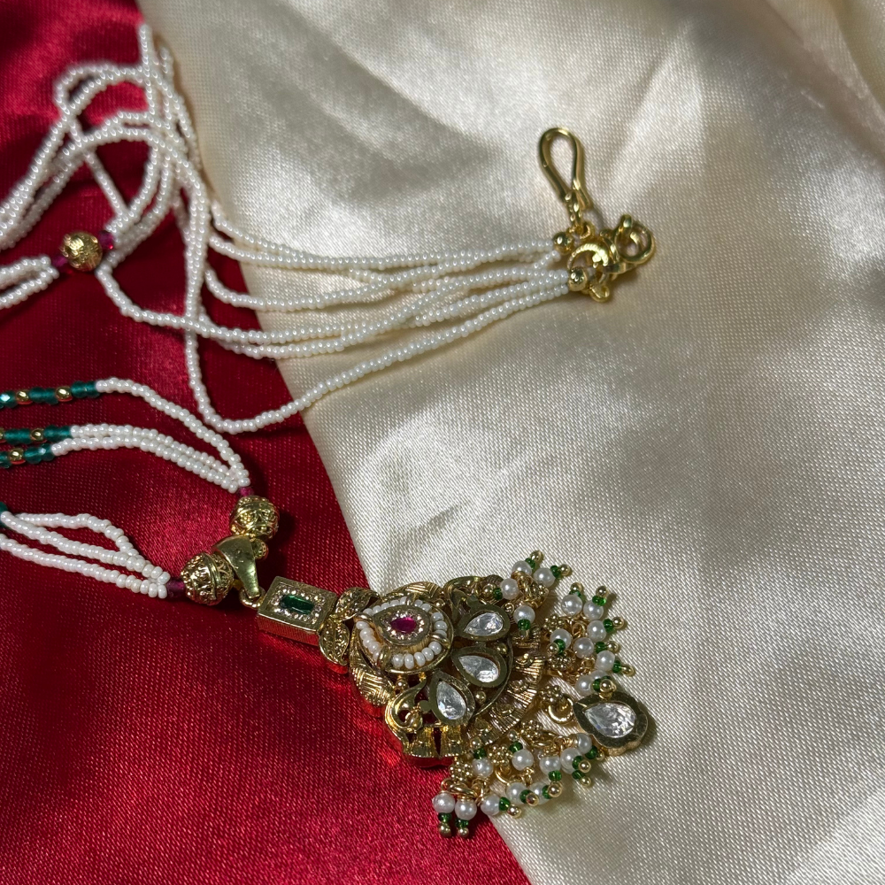 The Navratan Pendent Pearl Mala Set