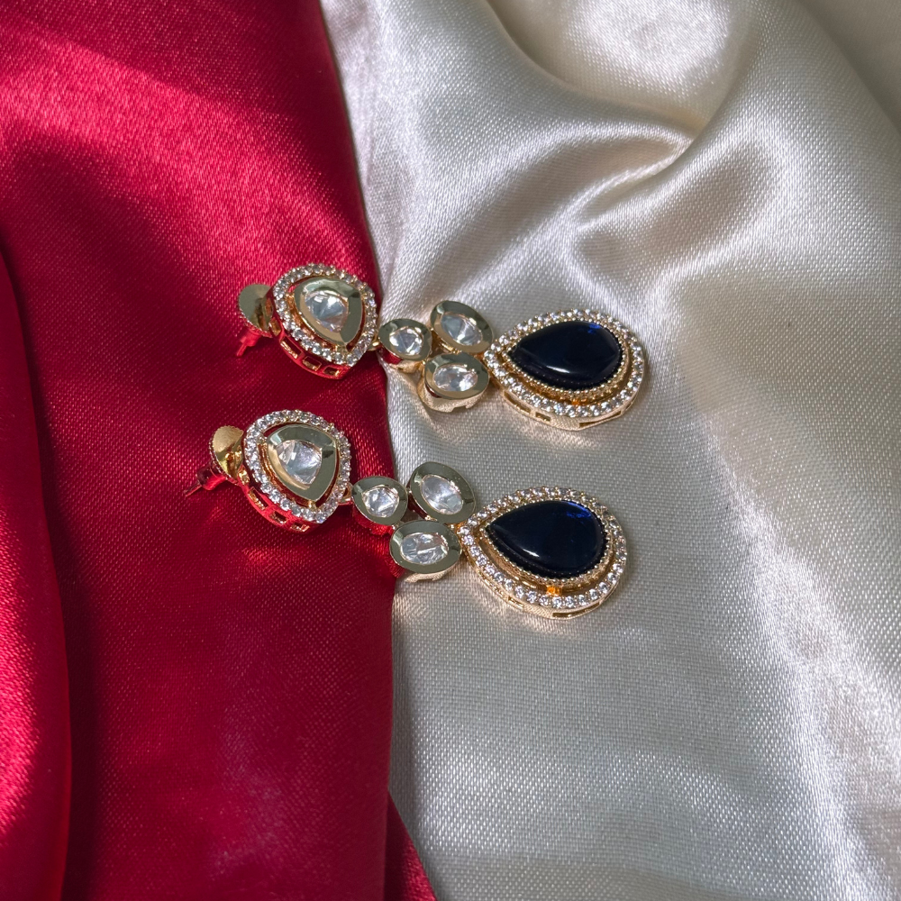 The Sapphire Tear Drop Kundan Set