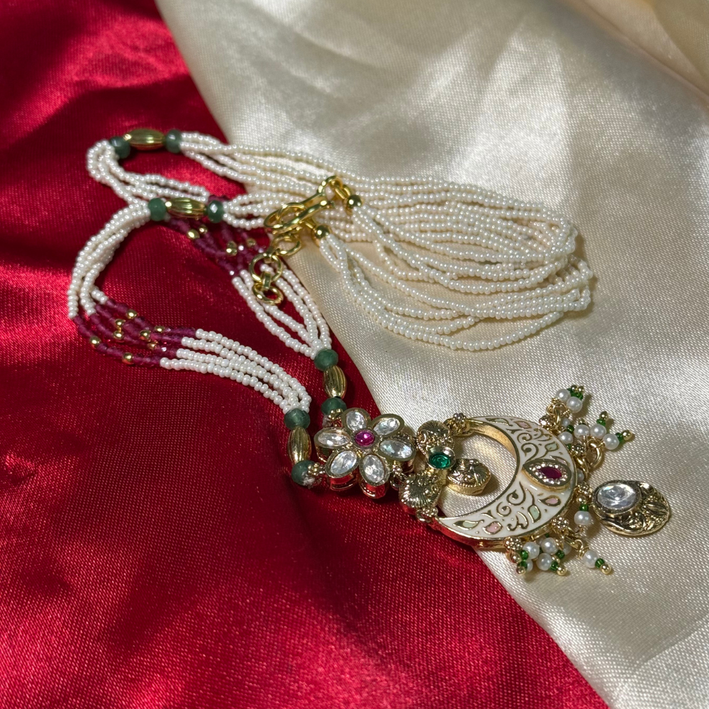 The Chand-Bali Meenakari Pearl Set