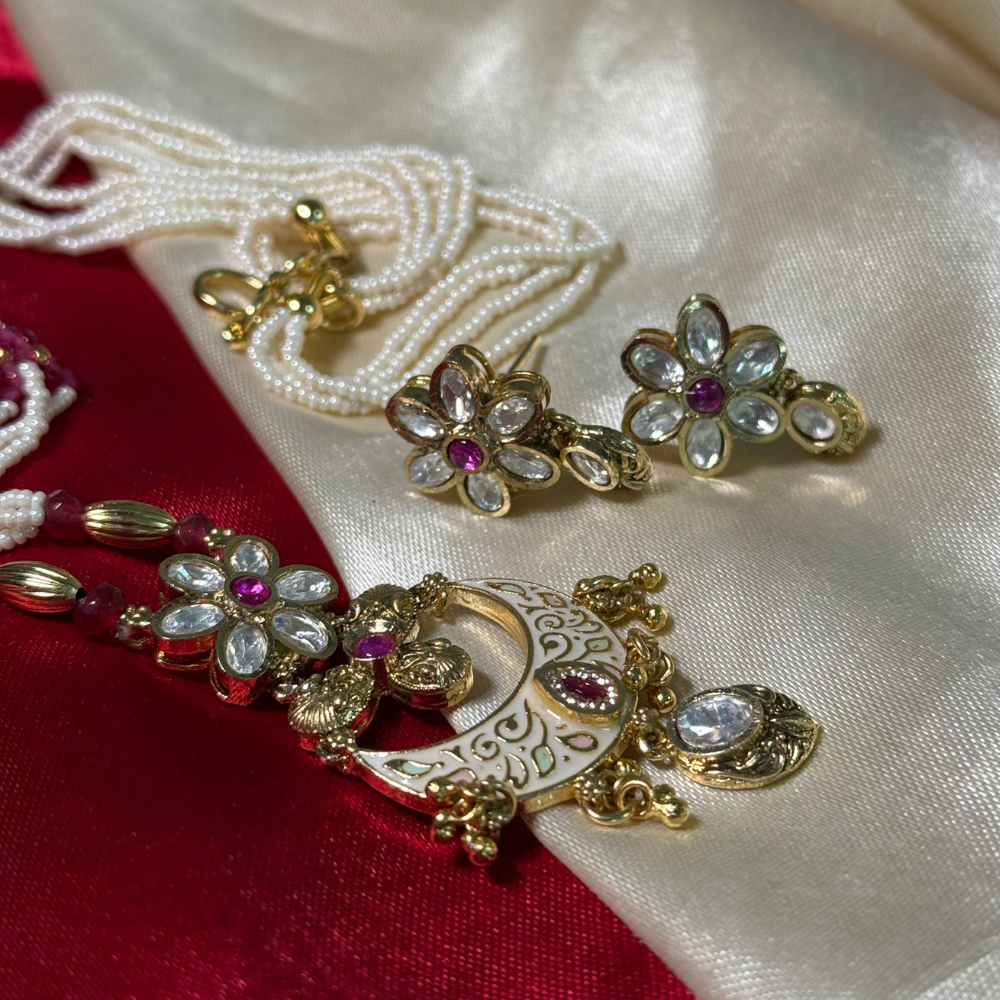 The Chand-Bali Meenakari Pearl Set