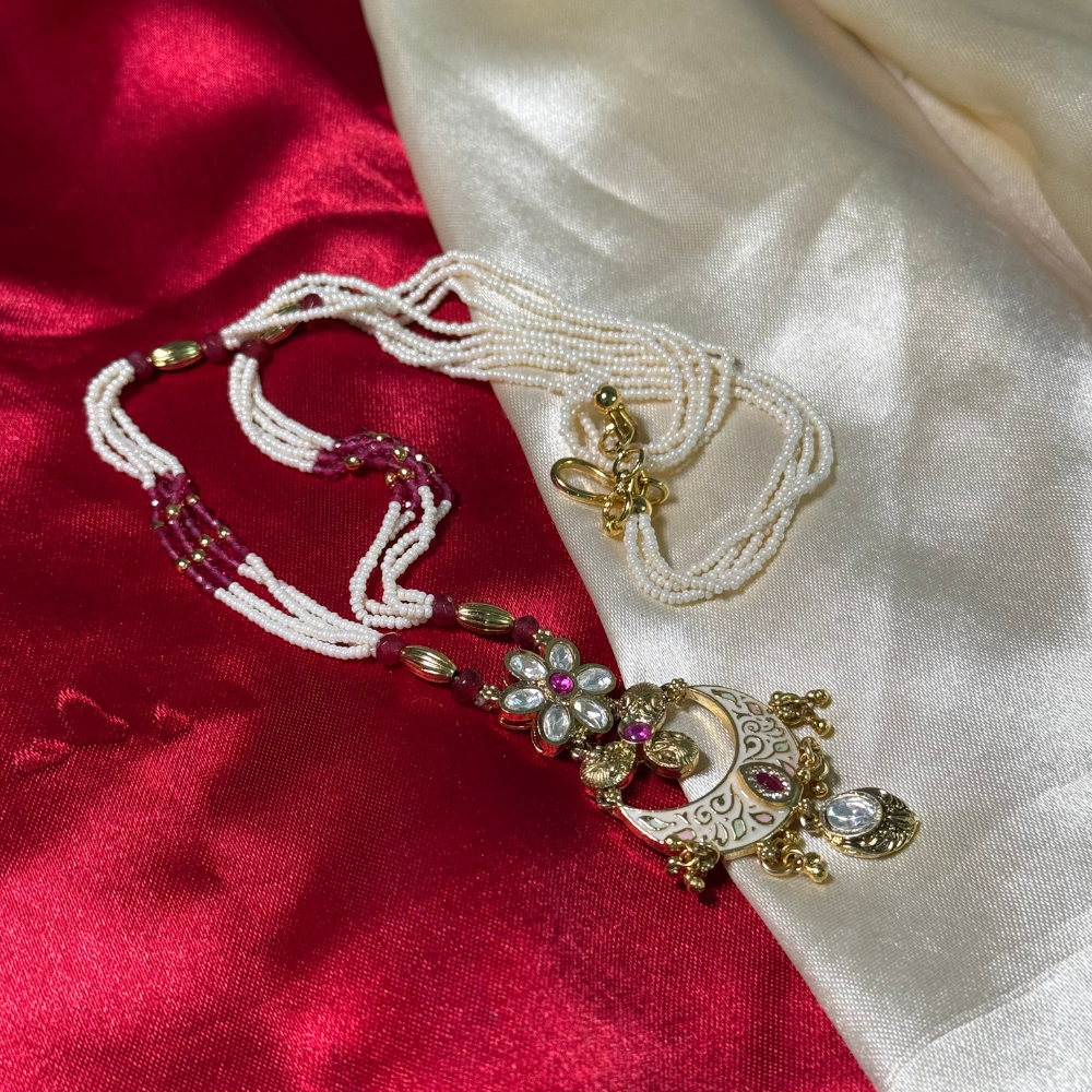 The Chand-Bali Meenakari Pearl Set